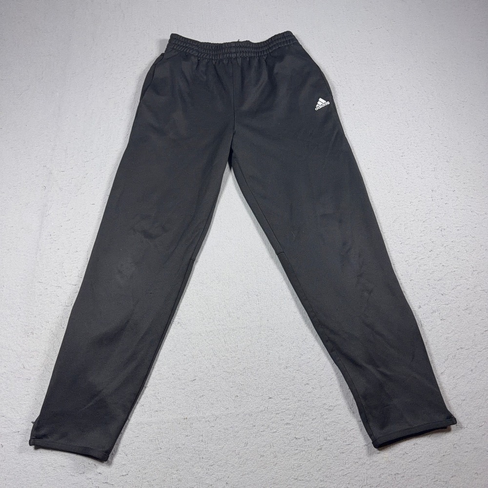 Adidas Track Pants‎ Boys Size L 14/16 Black White Stripes Elastic Waist Soccer